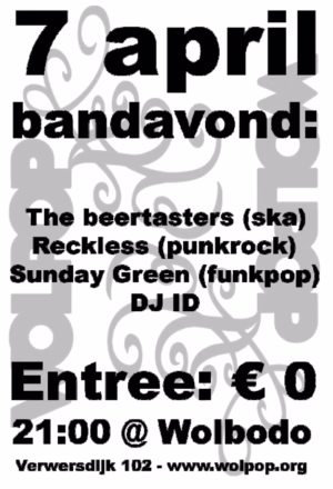 poster voor bandavond in Wolpop in 2006, bij Wolbodo